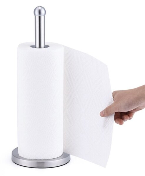 Suport metalic Pufo pentru rola hartie, prosoape de bucatarie, 35 cm, argintiu