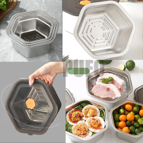 Tava gastronorm Pufo Chef din inox cu capac etans pentru depozitare alimente, ideal pentru catering, restaurante, fast food, capacitate 2 L