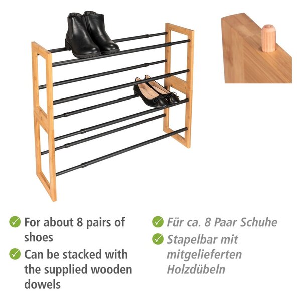 Pantofar negru/în culoare naturală telescopic din metal Ecori – Wenko