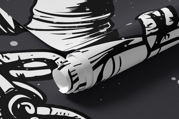 Tapet Astronaut și planete pe fundal gri închis, Fototapet Spaţiu, w00712v5 : Uwalls.ro
