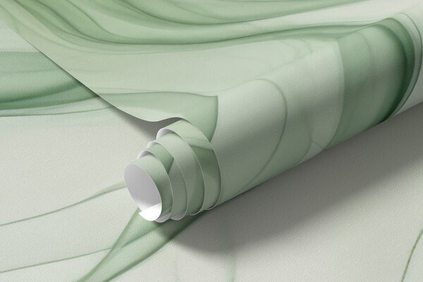 Tapet Panoramic verde abstract valuri pe un fundal de lumină, Fototapet 3D, Fotomurale 3D Forme geometrice, w01185d1 : Uwalls.ro