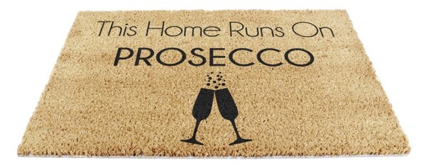 Covoraș de intrare din fibre de nucă de cocos 40x60 cm This Home Runs On Prosecco – Artsy Doormats