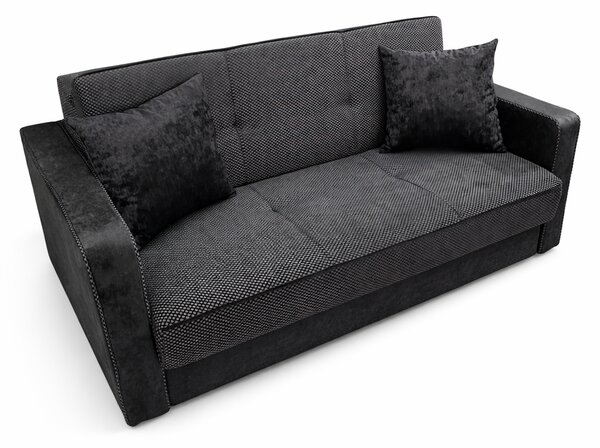 Canapea SAMY GRANDE extensibilă, 2 locuri, cu ladă de depozitare, stofă catifelată maro, cadru metalic, 180x100x92 cm Maro, Stofa Catifelata