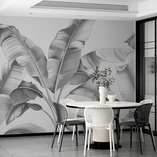 Fototapet Frunze elegante într-un design monocrom, Fototapet natură, Fototapet populare, w07877 - Tapeko.ro