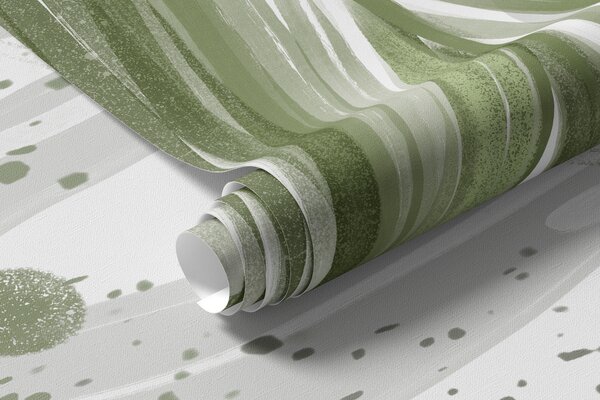 Tapet Frunze și frunze de palmier de un verde tropical, cu forme abstracte și stropi în, Fototapet pădure, Fototapet Tropics, w07918 : Uwalls.ro