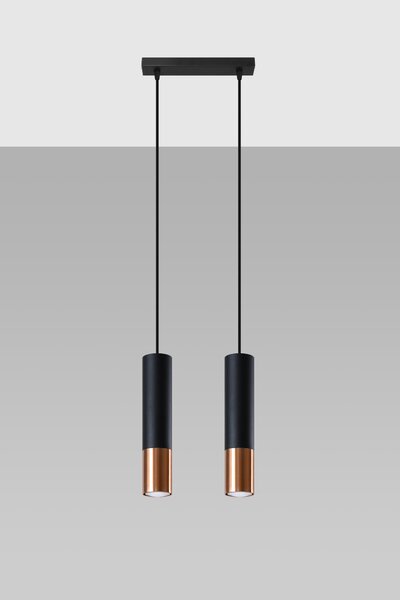 Sollux Lighting Loopez lampă suspendată 2x40 W negru-cupru SL.0947