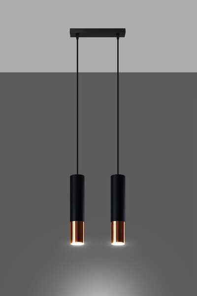 Sollux Lighting Loopez lampă suspendată 2x40 W negru-cupru SL.0947