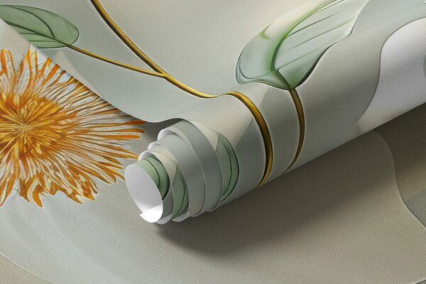 Tapet Mac alb pe un perete cu lumina soarelui și efect 3D, Fototapet 3D, Fototapet 3D Flori, w01339 : Uwalls.ro