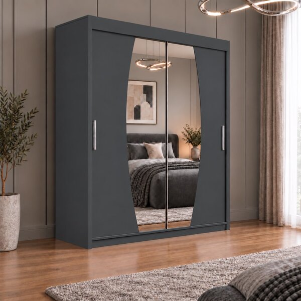 Dressing Cami, 120x60x200cm, cu oglinda, Antracit, Pal 18 mm