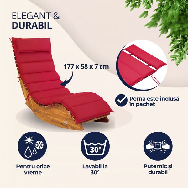 Saltea pentru șezlong pentru saună BALI, 58x7x177cm, roșu Detex