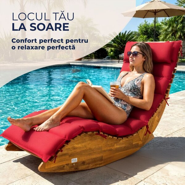 Saltea pentru șezlong pentru saună BALI, 58x7x177cm, roșu Detex