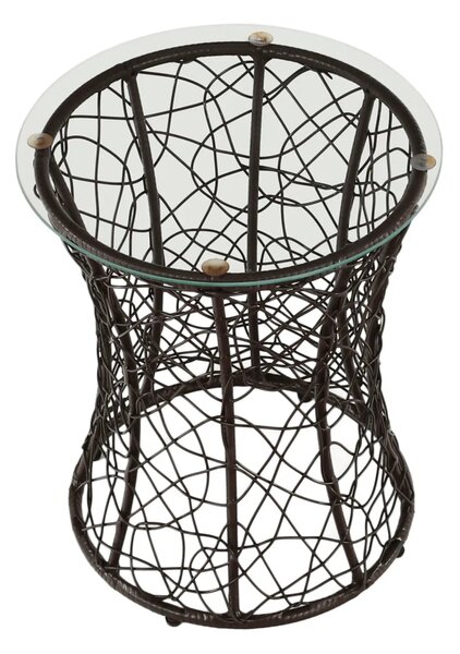 Masa gradina SALMAR NEW, transparent/negru, sticla securizata/rachita