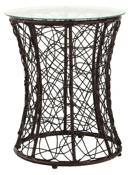 Masa gradina SALMAR NEW, transparent/negru, sticla securizata/rachita