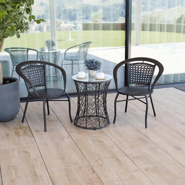 Masa gradina SALMAR NEW, transparent/negru, sticla securizata/rachita