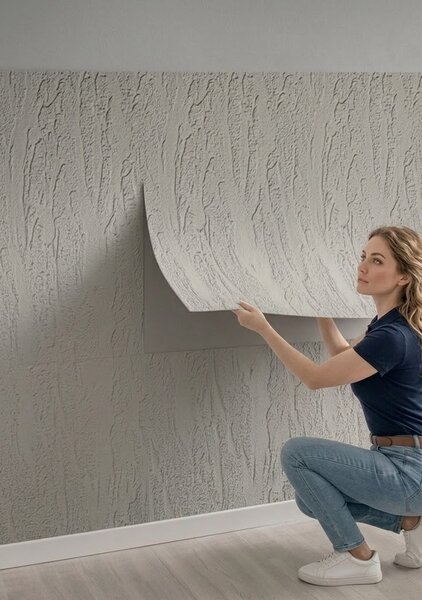 Panou Flexibil Autoadeziv Premium – Tencuială structurată Gri 120x60 cm
