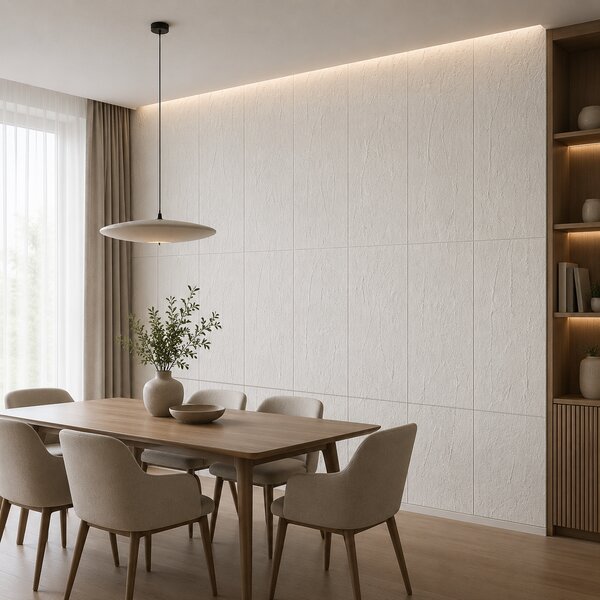 Panou Flexibil Autoadeziv Premium – Tencuială Umană Armonie Structurală Alb 120x60 cm