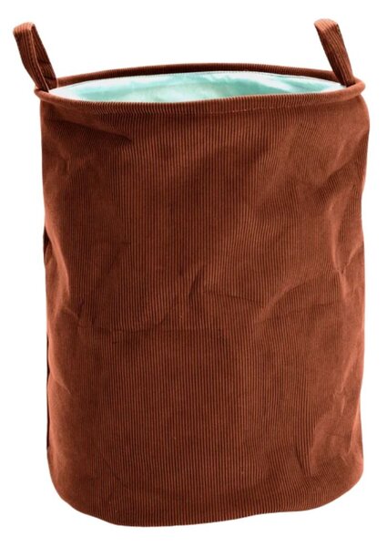 Coș de rufe pliabil, textil, rotund, 38x38x50 cm, culoare maro
