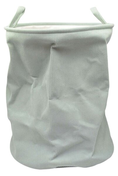 Coș de rufe pliabil, textil, rotund, 38x38x50 cm, culoare gri deschis