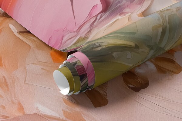Tapet Flori roz strălucitoare pe un fundal gri albastru deschis, Fototapet 3D, Fototapet 3D Flori, w01039 : Uwalls.ro