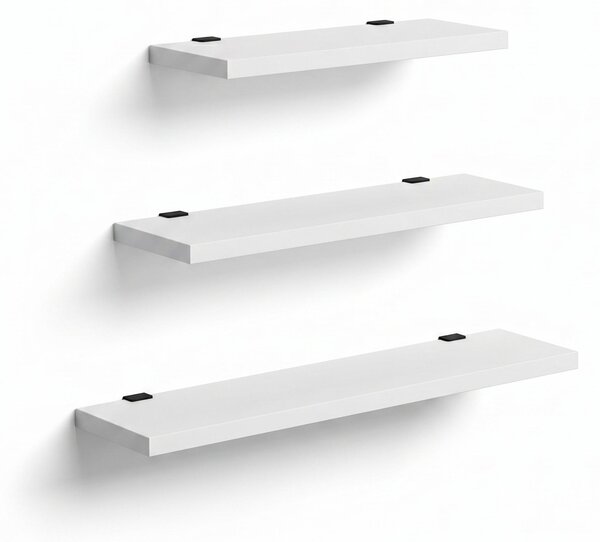 Raft de perete Leila, 3 Piese, Gri - Alb, 50x14 cm