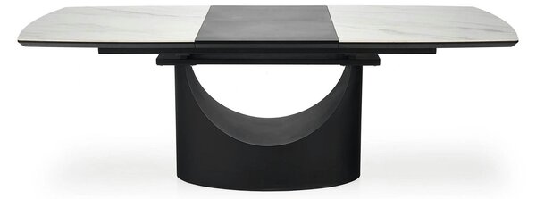 Masa extensibila OSMAN, alb efect marmura/negru, ceramica/metal, 160/2