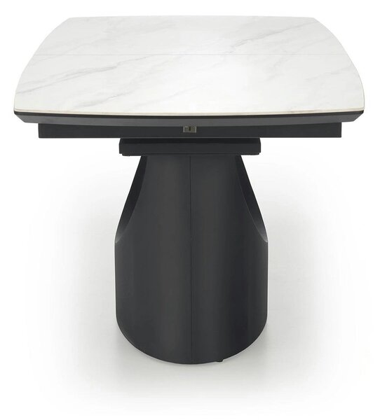 Masa extensibila OSMAN, alb efect marmura/negru, ceramica/metal, 160/2