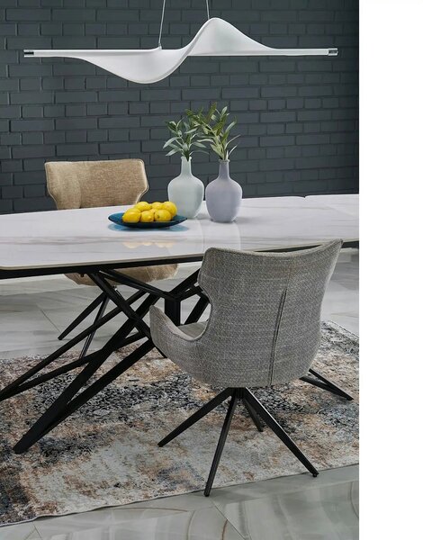 Scaun K573, bej/negru, stofa clasica/otel, 55x64x88 cm