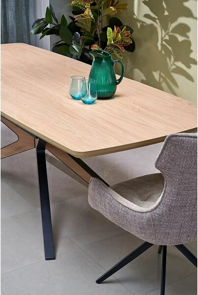 Scaun K573, bej/negru, stofa clasica/otel, 55x64x88 cm