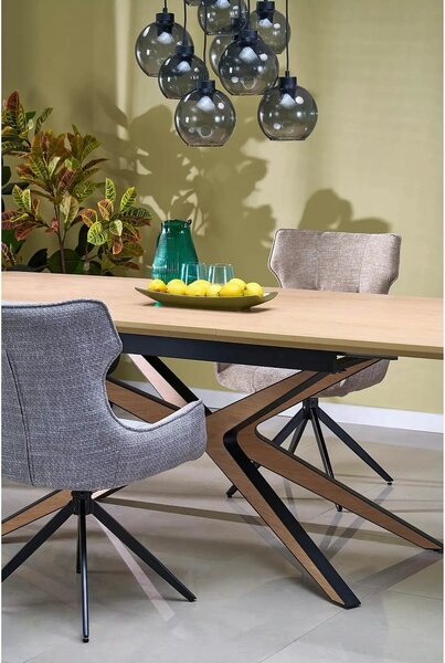 Scaun K573, bej/negru, stofa clasica/otel, 55x64x88 cm