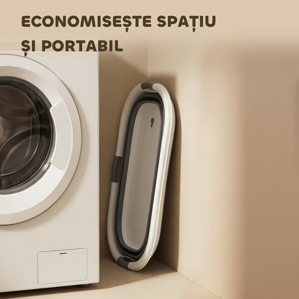 PawHut Cadă de baie pentru câini, cadă pliabilă portabilă cu orificiu de scurgere, pentru câini mici și pui, gri | Aosom Romania