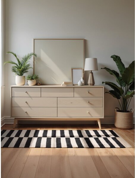 Covor negru-alb reversibil/țesut manual din lână 80x150 cm Donna – Hanse Home