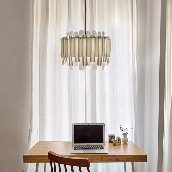 LZF LAMPS Maruja lampă suspendată din lemn, fildeș, reglabil, Alb, Camera de zi / sufragerie, Lemn, Design