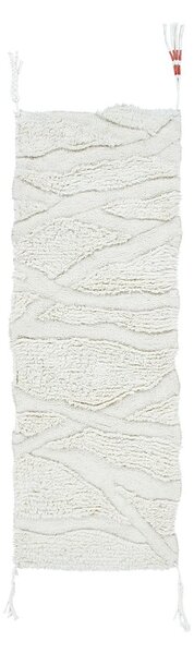 Covor tip traversă alb lavabil/țesut manual din lână 70x200 cm Enkang Ivory – Lorena Canals