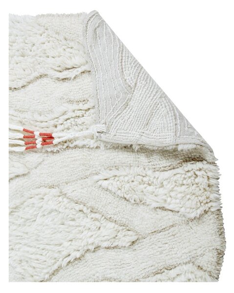 Covor tip traversă alb lavabil/țesut manual din lână 70x200 cm Enkang Ivory – Lorena Canals