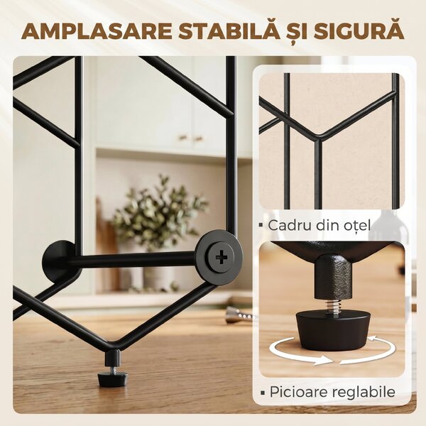 HOMCOM suport sticle masă metal | Aosom Romania