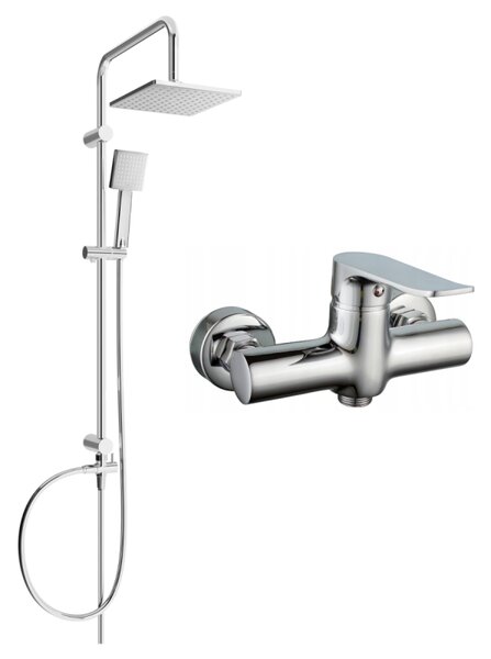 Set de duș Mexen Tord cu duș cu efect de ploaie și robinet de duș Pecos, crom, 72740200-00
