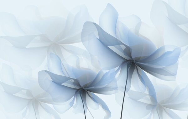 Fototapet Flori delicate în nuanțe delicate de albastru, Fototapet flori 3D, Fototapet populare, w01926v1 - Tapeko.ro
