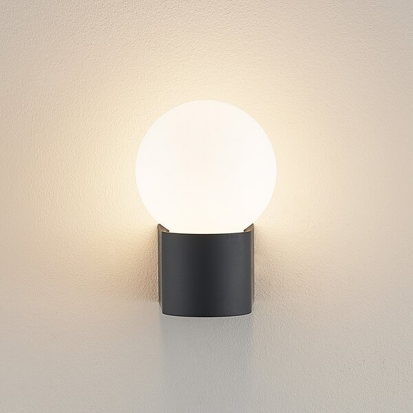 Molto Luce Lanu Aplică rotundă de exterior, negru, aluminiu/glass, reglabil, Negru, Aluminiu, Modern