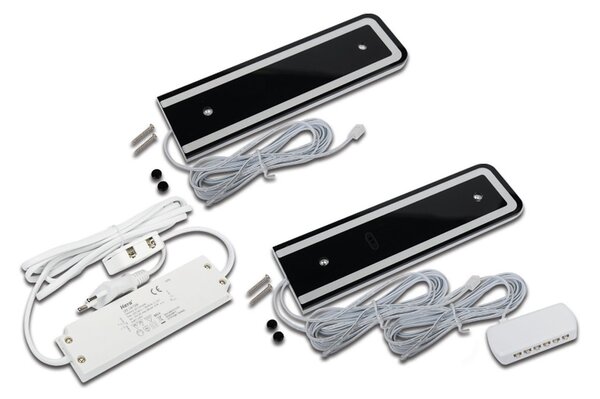 Hera Lampă LED sub dulap U-Pad F, set de 2 4,000K negru Senzor, reglabil, Negru, Bucătărie, Aluminiu, Modern