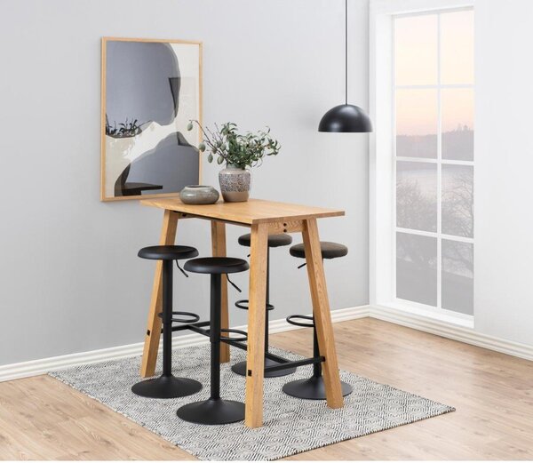 Scaun de bar negru cu înălțime ajustabilă din metal (înălțime șezut 59 cm) Finch – Actona
