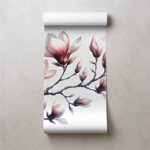 Fototapet magnolii delicate pe fundal alb