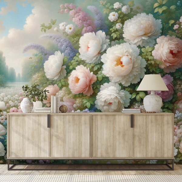 Tapet grădină florală pastelată