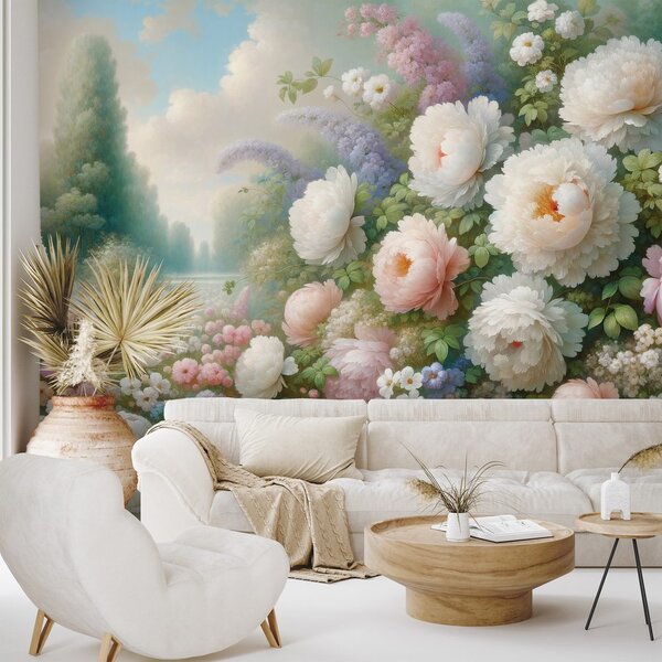 Tapet grădină florală pastelată