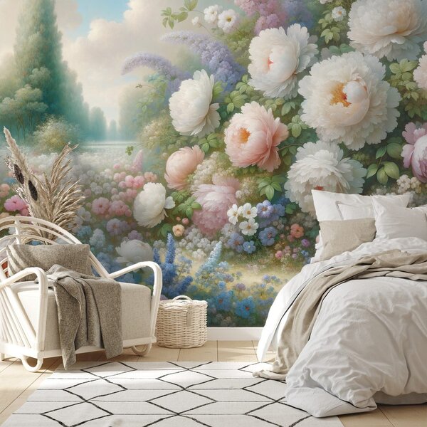 Tapet grădină florală pastelată