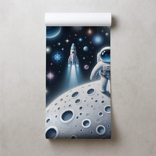 Tapet univers pentru copii cu astronauți