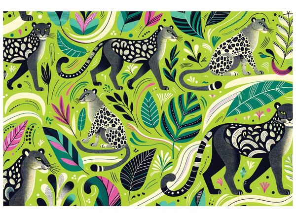 Tapet leoparzi în jungla tropicală
