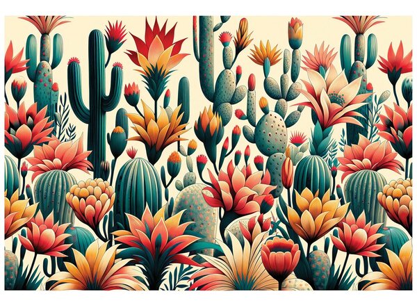 Tapet cactuși colorați în deșert