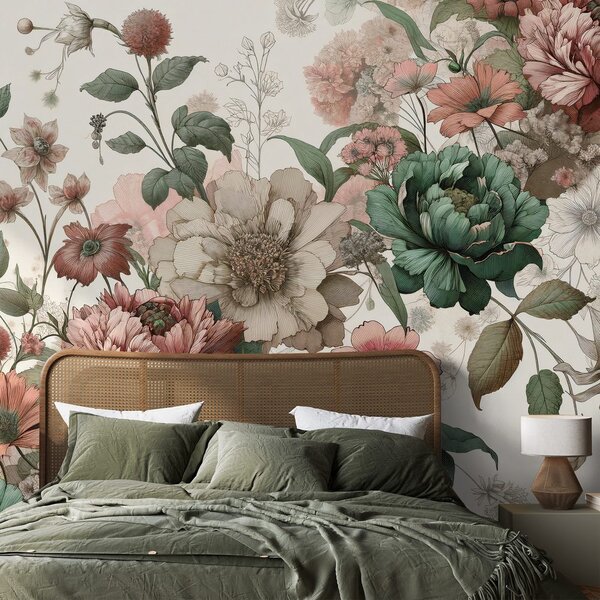 Tapet flori vintage pastelate