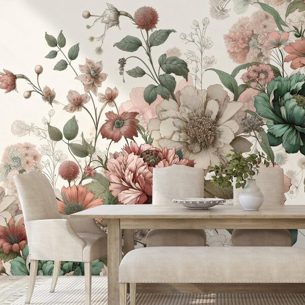 Tapet flori vintage pastelate