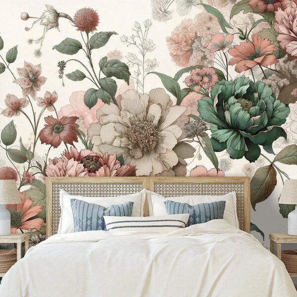 Tapet flori vintage pastelate